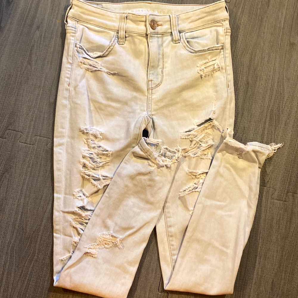 American Eagle super distressed jeans